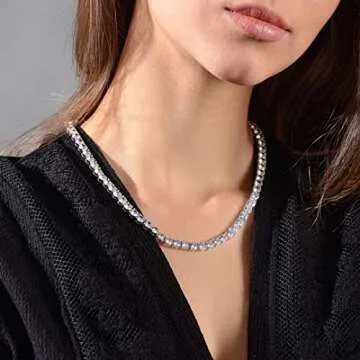 TOPGRILLZ Tennis Necklace Chain for Men 1Row 4mm/6mm 14K Gold Plated Iced Out Diamond Choker Necklace for Women (3mm-Rhodium Plated, 20)