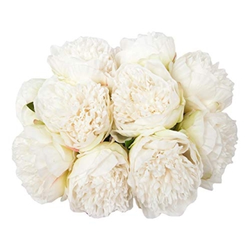 U'Artlines 2 Bouquet 10 Heads Artificial Peony Silk Flower Leaf Home Office Wedding Party Festival B...