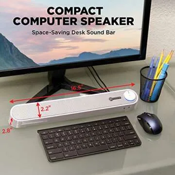 GOgroove Computer Speaker Mini Soundbar - Easy Setup & Quality Audio
