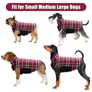 Spotted Play Warm Dog Coat, Reversible Waterproof Winter Dog Jacket Coat - British Style Plaid Dog Clothes Pet Cold Weather Coats Cozy Snow Vest for Small Medium Large Dogs - Red, X-Small