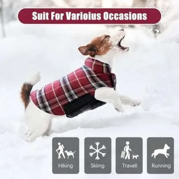 Spotted Play Warm Dog Coat, Reversible Waterproof Winter Dog Jacket Coat - British Style Plaid Dog Clothes Pet Cold Weather Coats Cozy Snow Vest for Small Medium Large Dogs - Red, X-Small