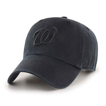 '47 Brand Washington Nationals Clean Up Adjustable Hat - MLB Baseball Cap - All Black, Unisex, Adult