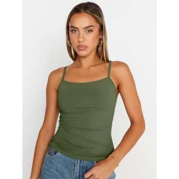 Trendy Queen Womens Tank Summer Tops 2025 Y2k Cute Square Neck Crop Going Out Sexy Teen Girls Sleeve...