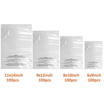 Belinlen Premium Clear Poly Bags - 400 Count Self-Seal Pack