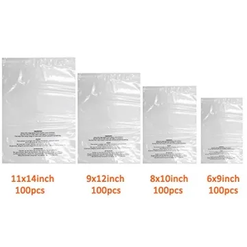 Belinlen Premium Clear Poly Bags - 400 Count Self-Seal Pack