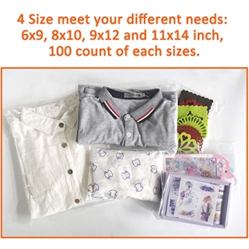 Belinlen Premium Clear Poly Bags - 400 Count Self-Seal Pack