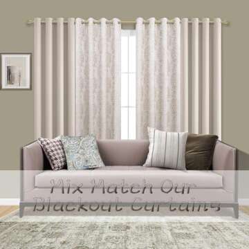 Mrs.Naturall 96 Inch Long Living Room Curtains Drapes 2 Panel Set,Blackout Thermal Light Blocking Boho Farmhouse Earth Earthy Tone Curtains for Sunroom,Taupe