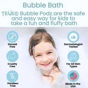 TruKid Bubble Podz Bubble Bath for Baby & Kids, Gentle Refreshing Bath Bomb for Sensitive Skin, pH B...