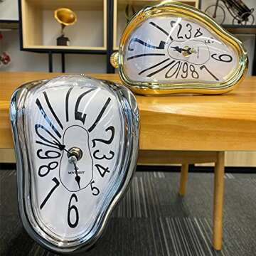 NUOVO Melting Clock Salvador Dali Clock Clock Wall Clock Silver Wall Clock Arabic Numerals Wall Cloc...