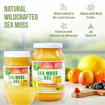 EverSmith Organics - Wildcrafted Irish Sea Moss Gel | Made in USA | Rich in Vitamins & Minerals | Sea Moss Gel Raw | Nutritional Supplement | Mango Pineapple (16 oz)