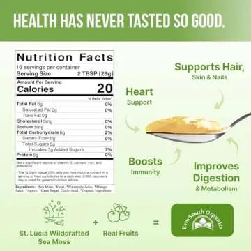 EverSmith Organics - Wildcrafted Irish Sea Moss Gel | Made in USA | Rich in Vitamins & Minerals | Sea Moss Gel Raw | Nutritional Supplement | Mango Pineapple (16 oz)