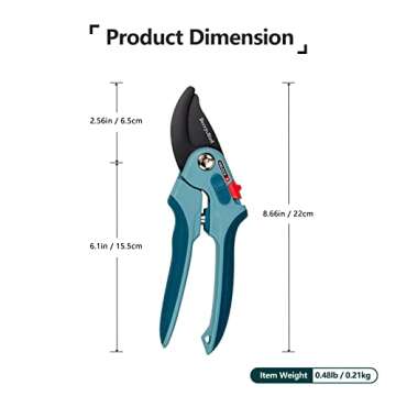 Berry&Bird Garden Pruning Shears, 8.7" Bypass Hand Pruner Shears