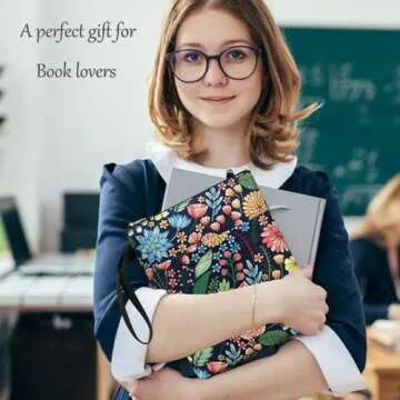 DSIUE Book Sleeve Book Lover Gifts Book Protector with Zipper, Book Covers for Paperbacks, Book Pouch with Pockets, Book Accessories,11.4 X 9 Inch