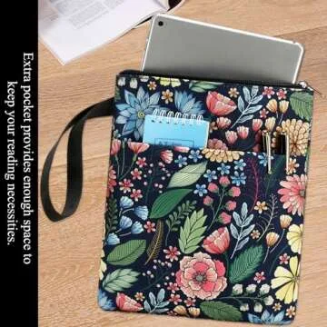 DSIUE Book Sleeve Book Lover Gifts Book Protector with Zipper, Book Covers for Paperbacks, Book Pouch with Pockets, Book Accessories,11.4 X 9 Inch