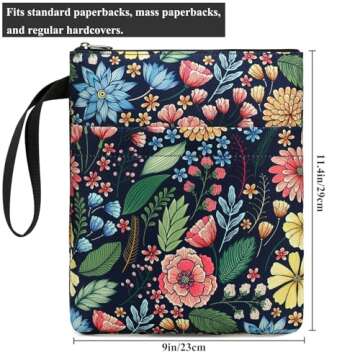 DSIUE Book Sleeve Book Lover Gifts Book Protector with Zipper, Book Covers for Paperbacks, Book Pouch with Pockets, Book Accessories,11.4 X 9 Inch