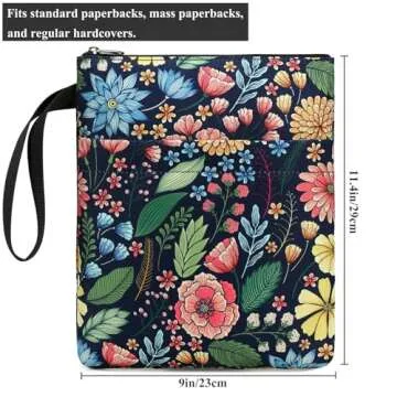 DSIUE Book Sleeve Book Lover Gifts Book Protector with Zipper, Book Covers for Paperbacks, Book Pouch with Pockets, Book Accessories,11.4 X 9 Inch