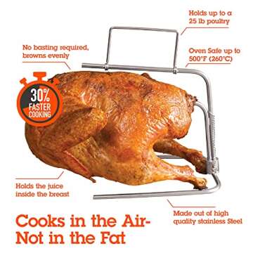 Camerons Turkey Roaster - Original Upside Down Turkey Dunrite Stainless Steel Cooker -Keeps Juices I...