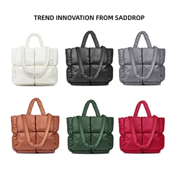SADDROP Trendy Large Puffer Tote Bag for Women