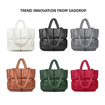 SADDROP Trendy Large Puffer Tote Bag for Women