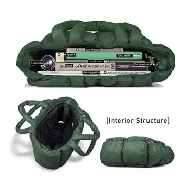 SADDROP Trendy Large Puffer Tote Bag for Women