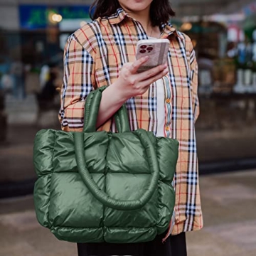 SADDROP Trendy Large Puffer Tote Bag for Women