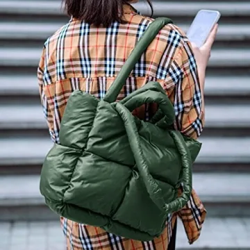 SADDROP Trendy Large Puffer Tote Bag for Women
