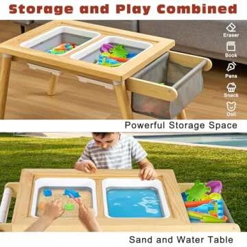 Activity Sensory Table for Toddlers, Kids Table with 3 Toys Storage Space and Paper Rack for Play and Study, Toddler Lego Table Gifts for Children