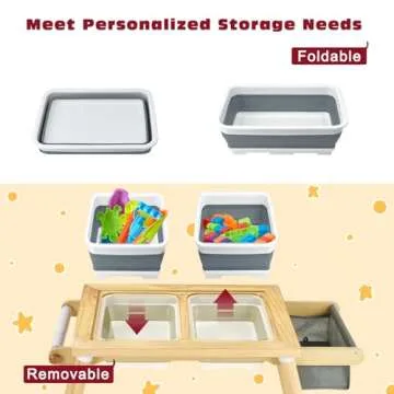 Activity Sensory Table for Toddlers, Kids Table with 3 Toys Storage Space and Paper Rack for Play and Study, Toddler Lego Table Gifts for Children