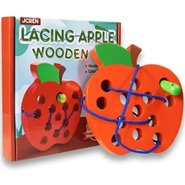 JCREN Wooden Lacing Apple Educational Toy for Toddlers