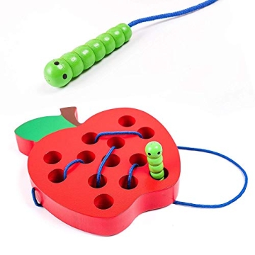JCREN Wooden Lacing Apple Educational Toy for Toddlers
