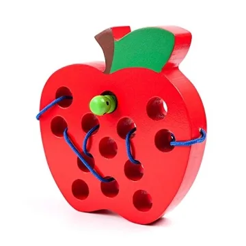 JCREN Wooden Lacing Apple Educational Toy for Toddlers