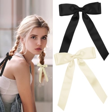 Christmas Hair Accessories: Bow Hair Clips, Barrettes and Ribbons for Women and Girls - Cream, Black...
