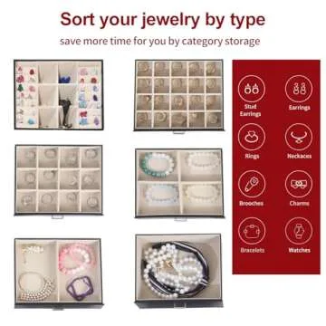 Elegant BOOVO Jewelry Box for Women with Mirror