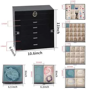 Elegant BOOVO Jewelry Box for Women with Mirror