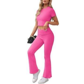 XIEERDUO Summer Two Piece Set for Women in Pink