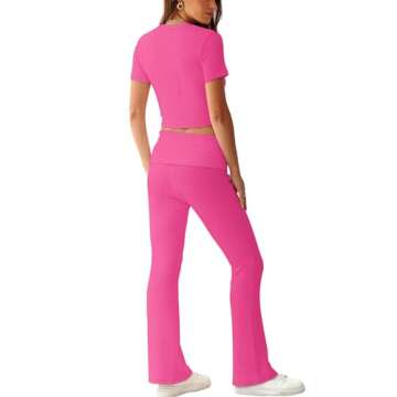 XIEERDUO Summer Two Piece Set for Women in Pink