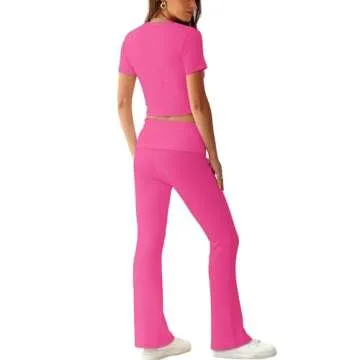 XIEERDUO Summer Two Piece Set for Women in Pink