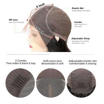 Miss Flower 250 Density Ultra-thin SKINLIKE HD Lace Wig 13x6 Full Frontal Wigs Human Hair Pre Plucked Tiny Knots Frayed Ends 20Inch 15A Grade Straight Lace Front Wigs Human Hair For Black Women