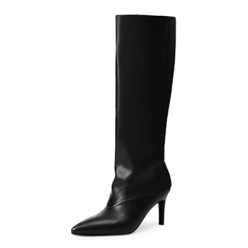 Modatope Tall Black Boots for Women Knee-High Boots Wide Calf Kitten Heel Black Long Boots for Women...