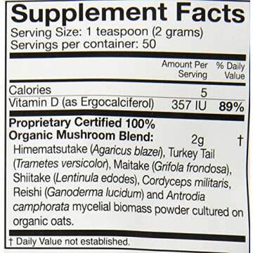 OM MUSHROOM SUPERFOOD Immune Blend Mushroom Powder Superfood Supplement, 3.5 Ounce, 50 Servings, Mushroom Blend, Reishi & Turkey Tail; Daily Immune Support Supplement