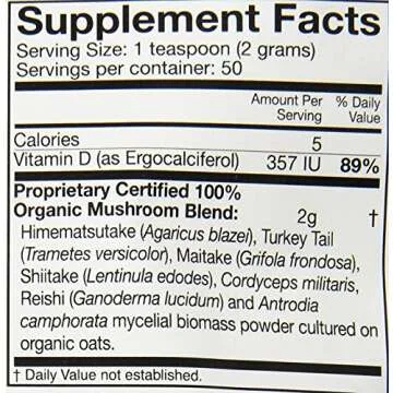 OM MUSHROOM SUPERFOOD Immune Blend Mushroom Powder Superfood Supplement, 3.5 Ounce, 50 Servings, Mushroom Blend, Reishi & Turkey Tail; Daily Immune Support Supplement