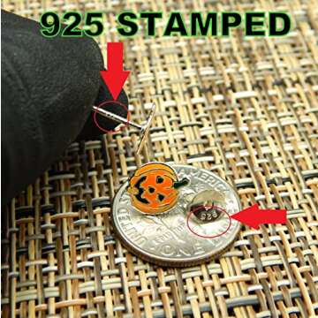 ICYROSE 925 Sterling Silver NEW Set of 3 Pairs Halloween Ghost Black Cat and Jack Pumpkin Stud Earrings (Nickel Free)