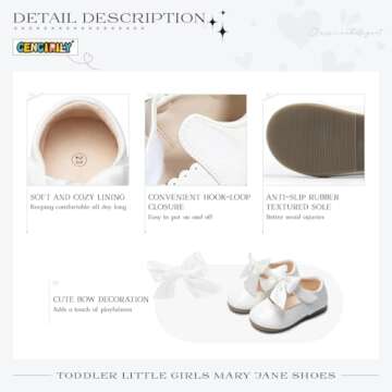 CENCIRILY Toddler Little Girls Flower Dress Shoes Mary Jane Ballet Flats Easter Party School Princess Wedding Shoes