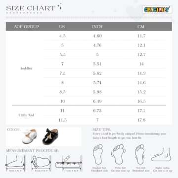 CENCIRILY Toddler Little Girls Flower Dress Shoes Mary Jane Ballet Flats Easter Party School Princess Wedding Shoes