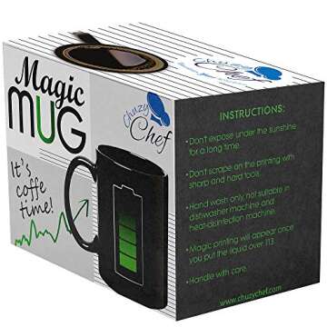 Heat Changing Sensitive Funny Mug Coffee & Tea Unique Magic Color Changing Cup 12 oz Battery Chargin...