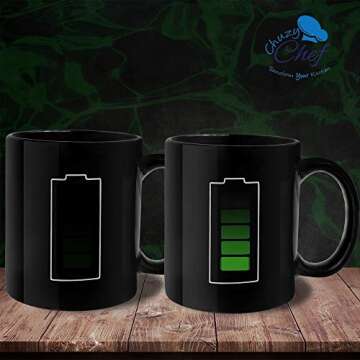 Heat Changing Sensitive Funny Mug Coffee & Tea Unique Magic Color Changing Cup 12 oz Battery Charging Design Drinkware Ceramic Mugs Birthday Christmas Gift Idea for Mom Dad Women Men