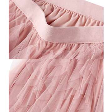 Femiserah Women's Long Rainbow A Line Tulle Tutu Skirts Tiered Skirt Petticoat（One Size, Tulle Pink