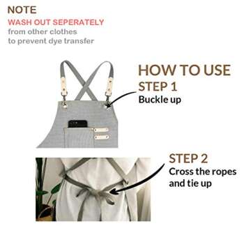 carrotez Chef Apron, Waterdrop Resistant Cotton Canvas Cross Back Adjustable Apron, M-XXL (Light Grey)