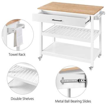 Yaheetech Kitchen Island Cart with Drawer & Storage