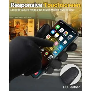 FEWTUR Winter Gloves for Men and Women Cold Weather - Waterproof Touchscreen Gloves for Running Hiking Bike, Water Proof Snow Warm Touch Screen Biking Driving Soccer